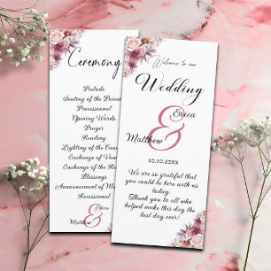 Dusty Pink Modern Script Wedding Ceremony Program 