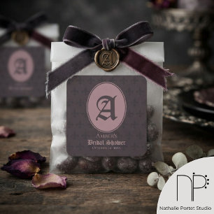 Dusty Pink Monogram Fleur-de-Lis  Square Sticker