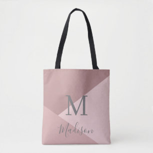 Dusty Pink Monogram Name Tote Bag