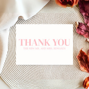 Dusty Pink Monogram Wedding Thank You Card
