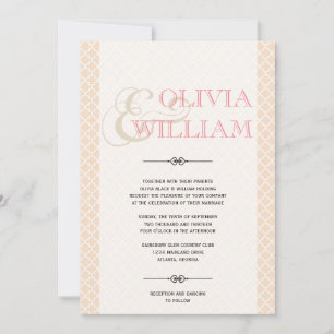 Dusty pink Moroccan tile ampersand modern wedding Invitation