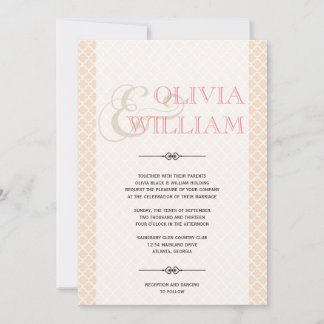 Dusty pink Moroccan tile ampersand modern wedding Invitation
