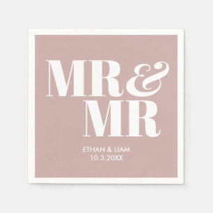 Dusty Pink Mr & Mr Personalised Wedding Napkins