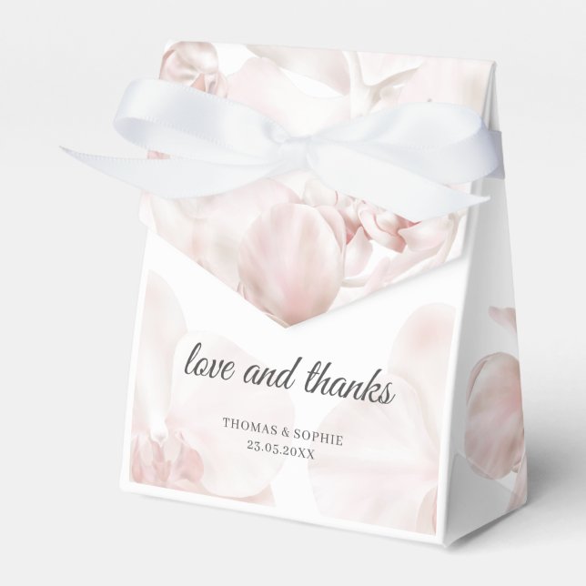 Dusty pink orchid watercolor wedding favour box (Front Side)