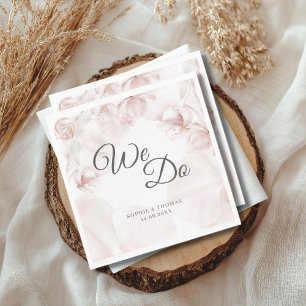 Dusty pink orchid watercolor wedding napkin
