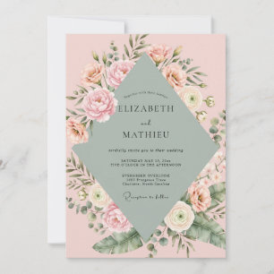 Dusty Pink Painted Wedding Invitation