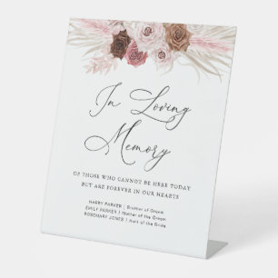 dusty pink pampas floral wedding memorial sign