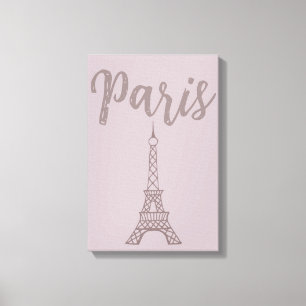 Dusty Pink Paris Eiffel Tower Canvas Wall Art 