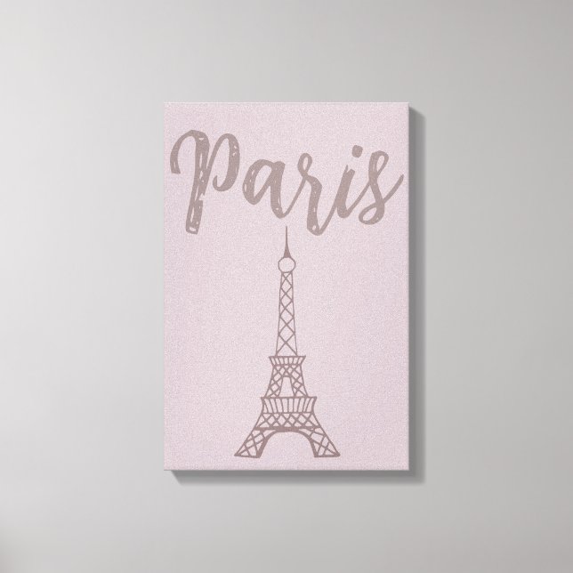 Dusty Pink Paris Eiffel Tower Canvas Wall Art  (Front)