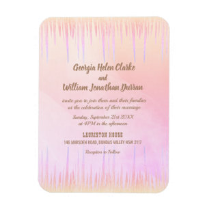 Dusty Pink Peach Icicle Wedding Magnet Card