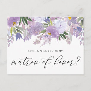 Dusty Pink Peony Be My Matron of Honour Card