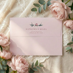 Dusty Pink Peony Elegant Floral Wedding Envelope