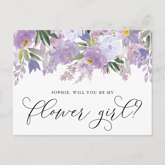 Dusty Pink Peony Will You Be My Flower Girl Card (Front)