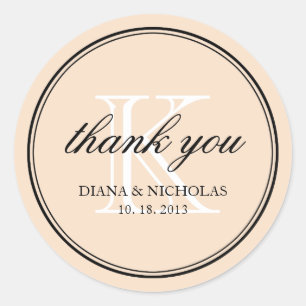 Dusty pink personalised thank you wedding favour classic round sticker