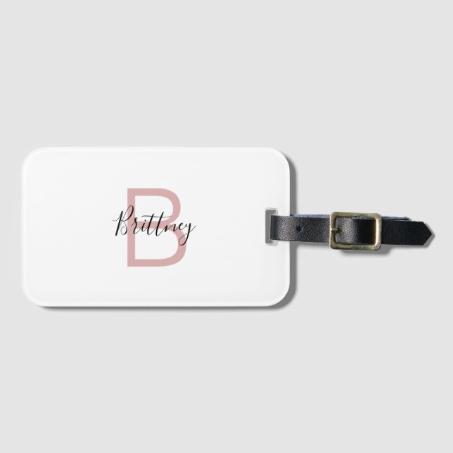  Dusty Pink Personalized Newlywed Honeymoon Luggage Tag (Front Horizontal)