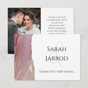 Dusty Pink Photo Wedding Thank You Card