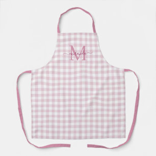 Dusty Pink Plaid Apron with Monogram & Name