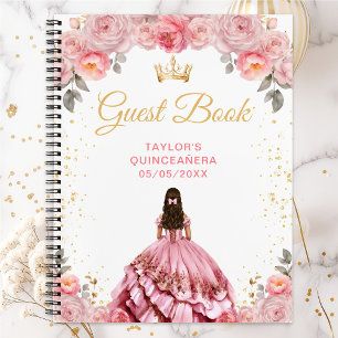 Dusty Pink Princess Quinceañera Guest Book