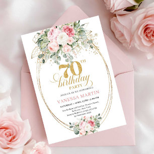 Dusty Pink Printable 70th Birthday Invitation