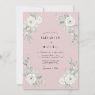 Dusty Pink Pristine Spring Wedding Invitation