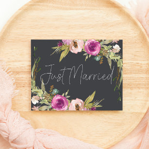 Dusty Pink Purple Charcoal Wedding Just Married