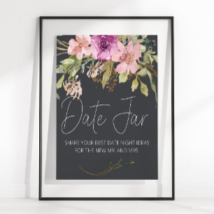 Dusty Pink Purple Elegant Floral Date Night Sign