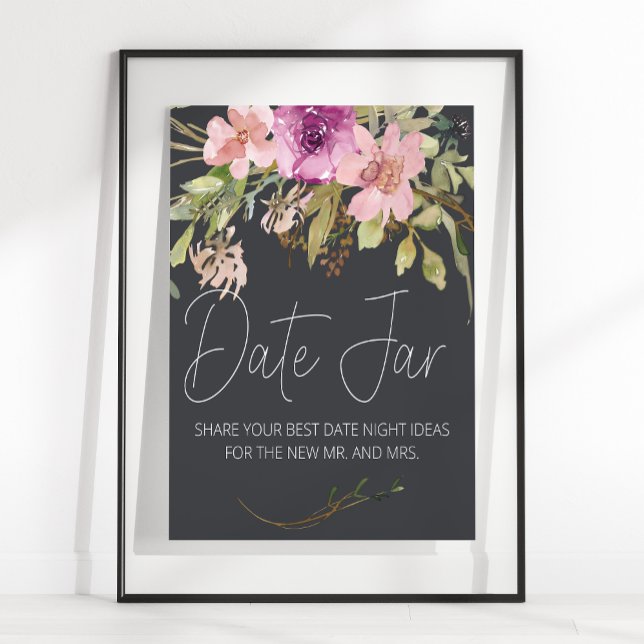 Dusty Pink Purple Elegant Floral Date Night Sign (Creator Uploaded)