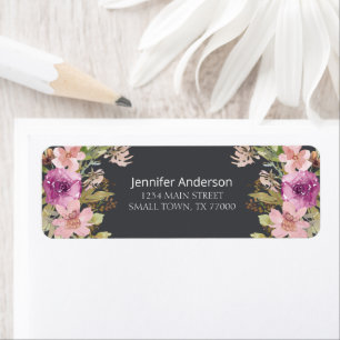 Dusty Pink Purple Floral Address Label