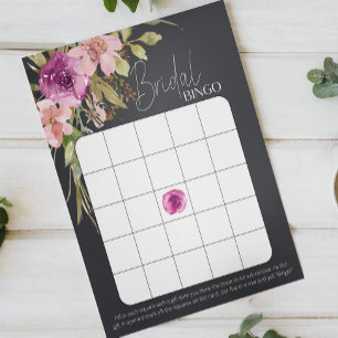Dusty Pink Purple Floral Charcoal Bridal Bingo