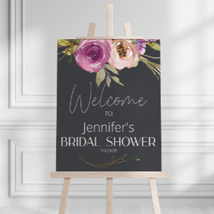 Dusty Pink Purple Floral Elegant Bridal Shower Poster