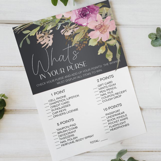 Dusty Pink Purple Floral Game Whats In Your Purse  Flyer (Creator Uploaded)