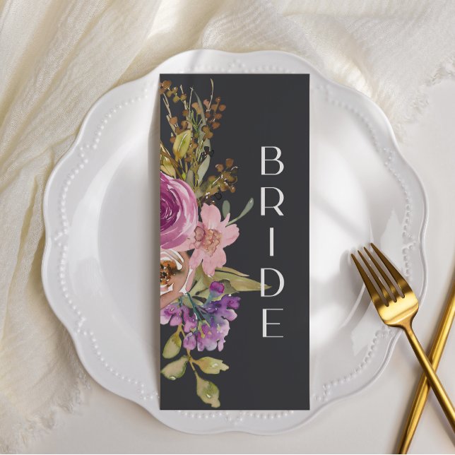 Dusty Pink Purple Floral Wedding Chair Sign Menu (Creator Uploaded)