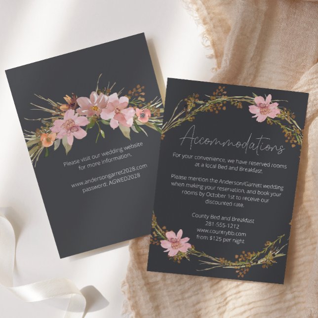 Dusty Pink Purple Floral Wedding Enclosure Card (Creator Uploaded)