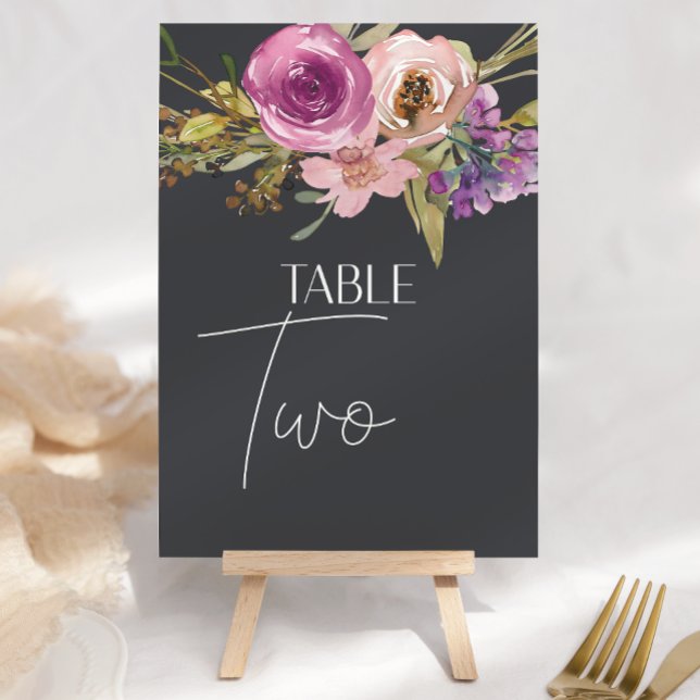 Dusty Pink Purple Floral Wedding Table Number (Creator Uploaded)