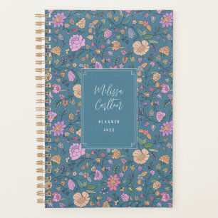 Dusty Pink Purple Teal Whimsical Colourful Floral Planner