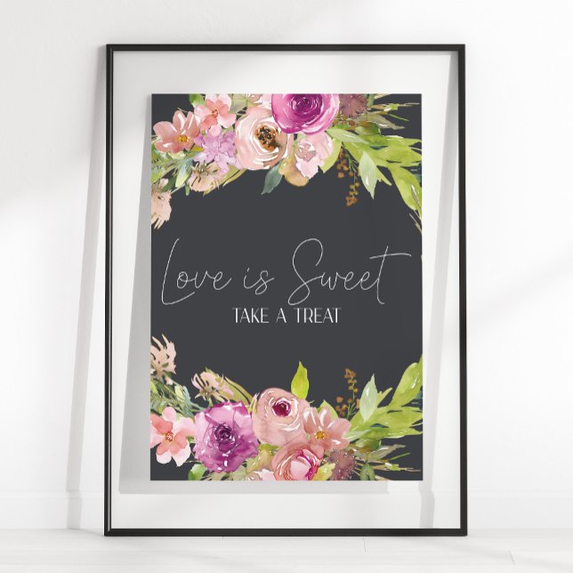 Dusty Pink Purple Wedding Love Is Sweet Favour Poster (Creator Uploaded)