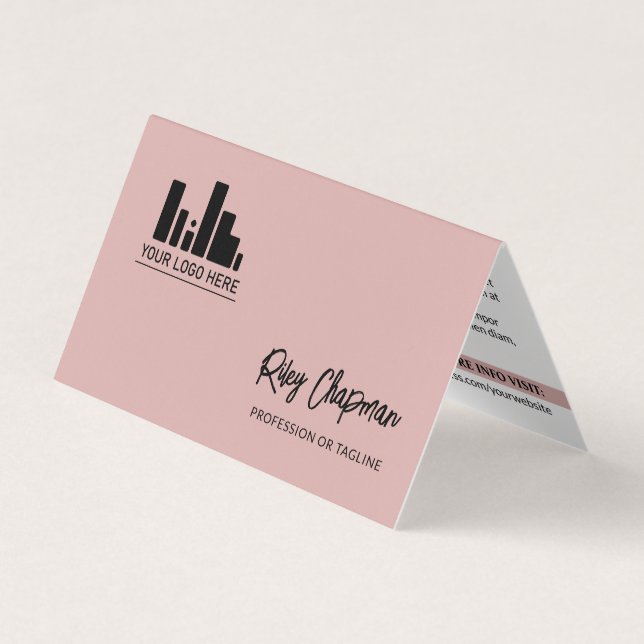 Dusty Pink QR Code Photo Social Media Icons Business Card (Front)