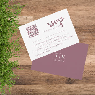 Dusty Pink QR Code Wedding RSVP Card