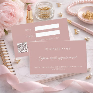Dusty pink QR customer client appointment card