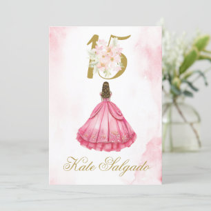 Dusty pink Quinceanera invitation 