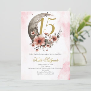 Dusty pink Quinceanera invitation