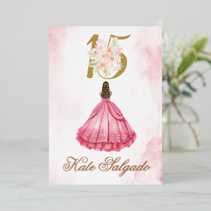Dusty pink Quinceanera invitation 