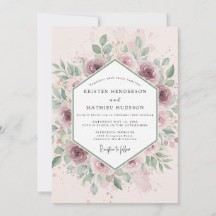 Dusty Pink Radiant Botanical Wedding Invitation