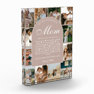 Dusty Pink Reasons We Love You Mom Photo Collage Block