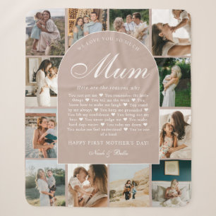 Dusty Pink Reasons We Love You Mum Photo Collage Sherpa Blanket