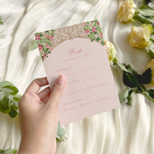 Dusty Pink Regal Doors Faux Foil Wedding RSVP Card