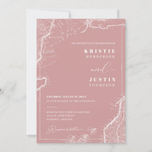 Dusty Pink Retro Travel QR Code Photo Wedding  Invitation