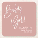 Dusty Pink/ Rose Baby Girl Baby Shower Square Paper Coaster<br><div class="desc">https://www.zazzle.com/collections/dusty_pink_rose-119320912565185572?rf=238296117664346256</div>