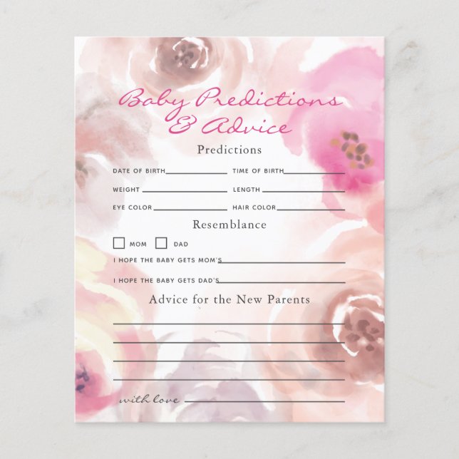 Dusty Pink Rose Baby Predictions & Advice (Front)