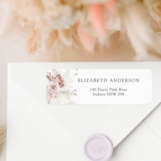 Dusty Pink Rose Blush Floral Return Address Label (Creator Uploaded)